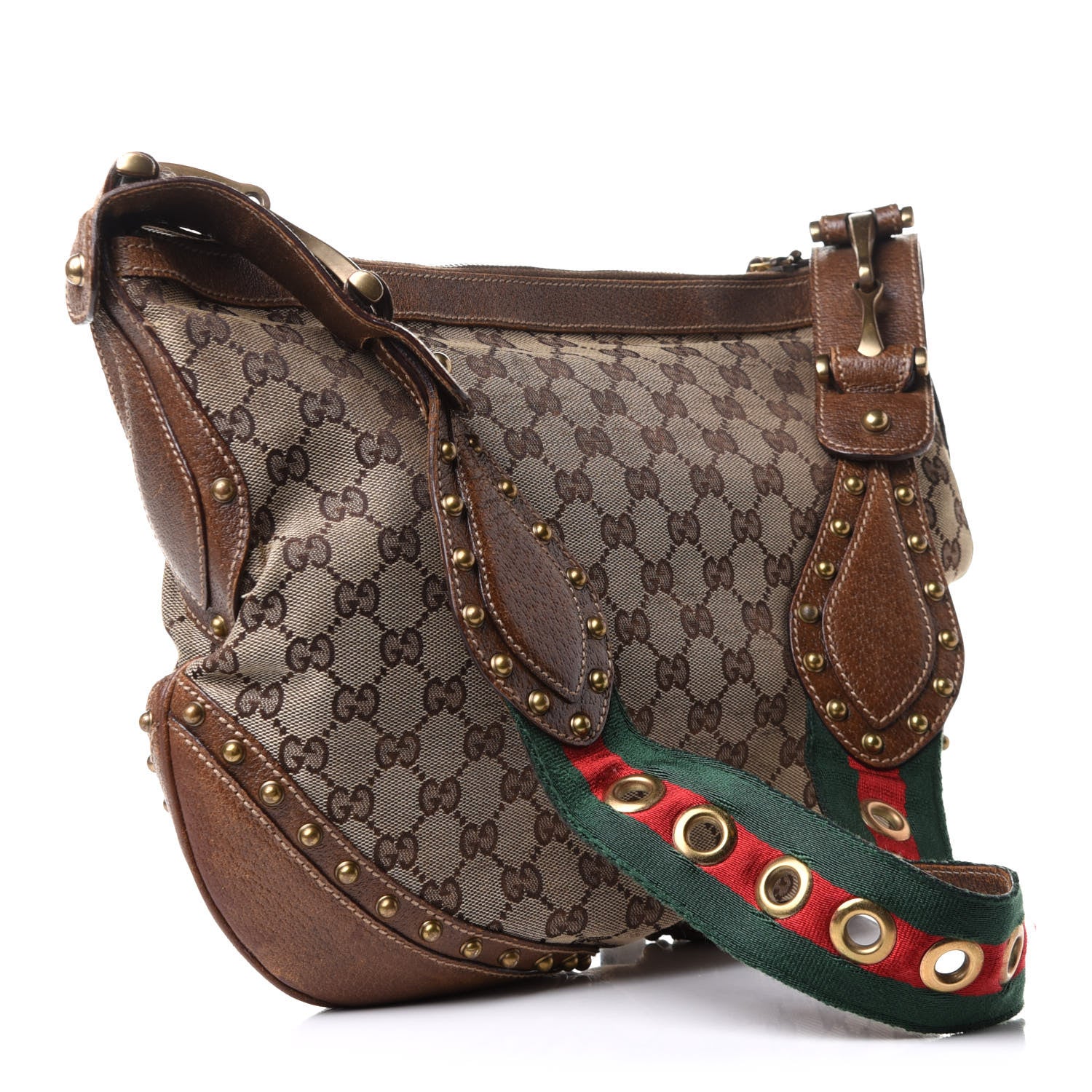 Gucci Monogram Pelham Studded Shoulder Bag Brown 2 of 11