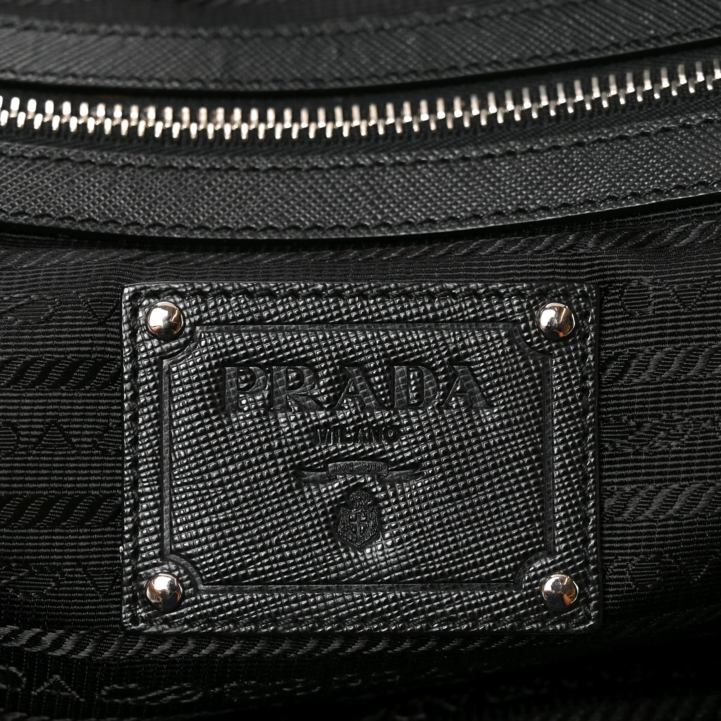 Nylon Saffiano Studded Large Trunk Bag  Black