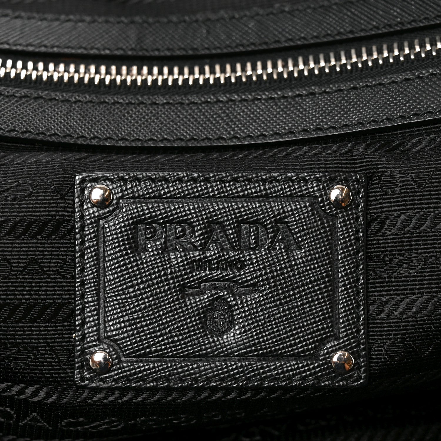 Prada Nylon Saffiano Studded Large Trunk Bag  Black 6 of 9