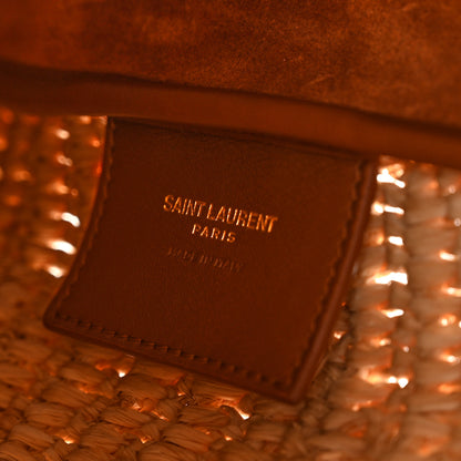 Saint Laurent Raffia Calfskin Le 5 A 7 Small Hobo Natural Brick 6 of 15