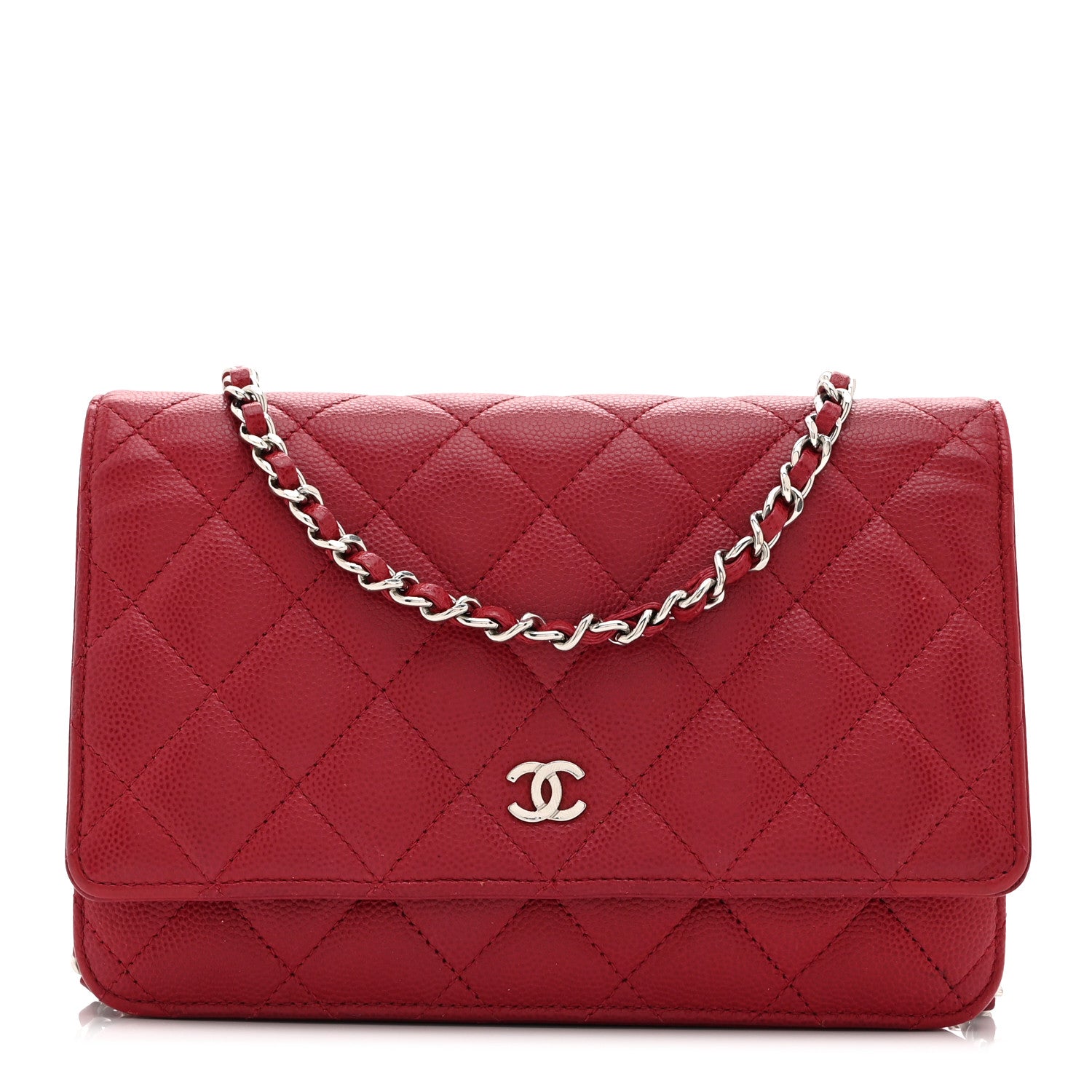 Chanel Caviar Quilted Wallet on Chain WOC Red 1 of 10
