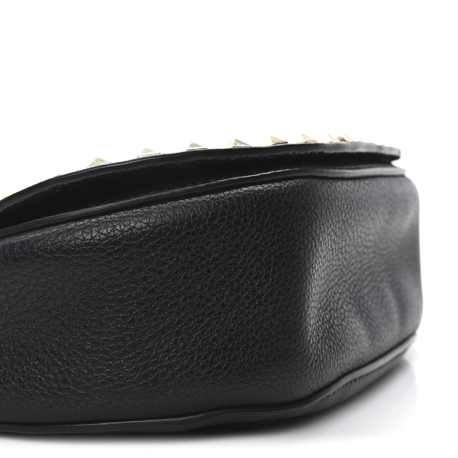 Valentino Garavani Pebbled Calfskin Rockstud Crossbody Saddle Bag Black 8 of 9