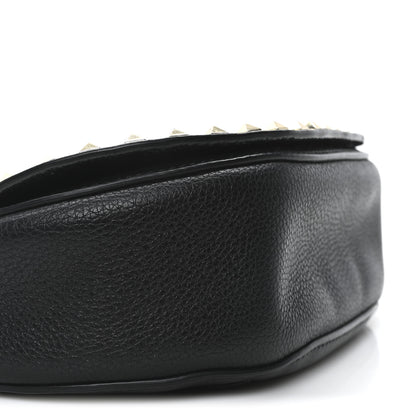 Valentino Garavani Pebbled Calfskin Rockstud Crossbody Saddle Bag Black 8 of 9
