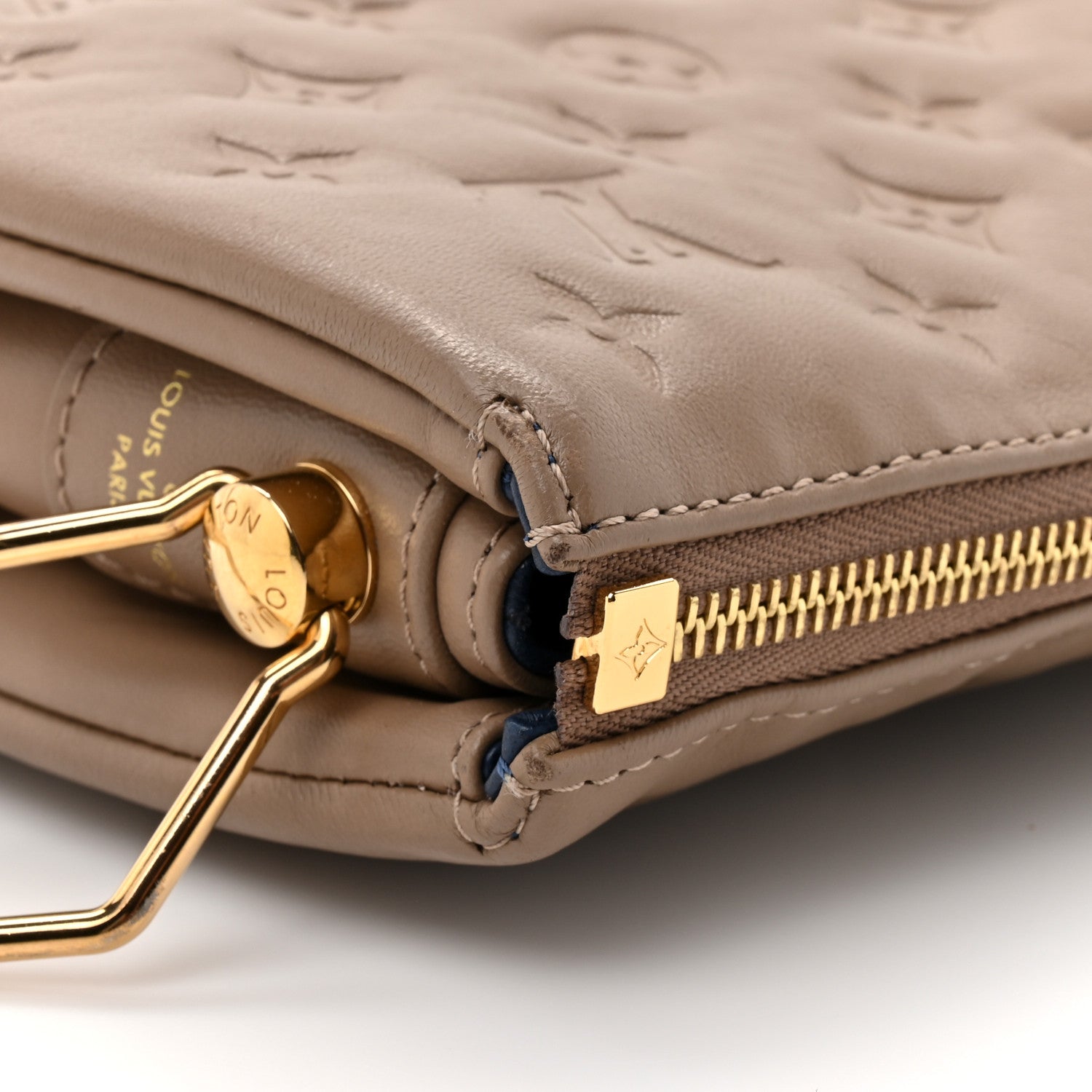 Louis Vuitton Lambskin Embossed Monogram Coussin PM Taupe 14 of 17