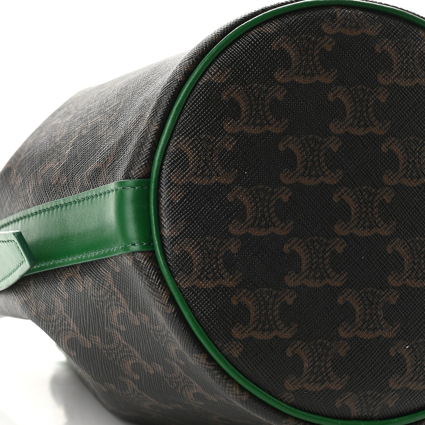 Triomphe Canvas Calfskin Small Drawstring Bucket Bag Emerald