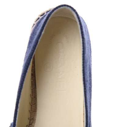 Chanel Denim Toile CC Espadrilles 39 Navy Black 6 of 10