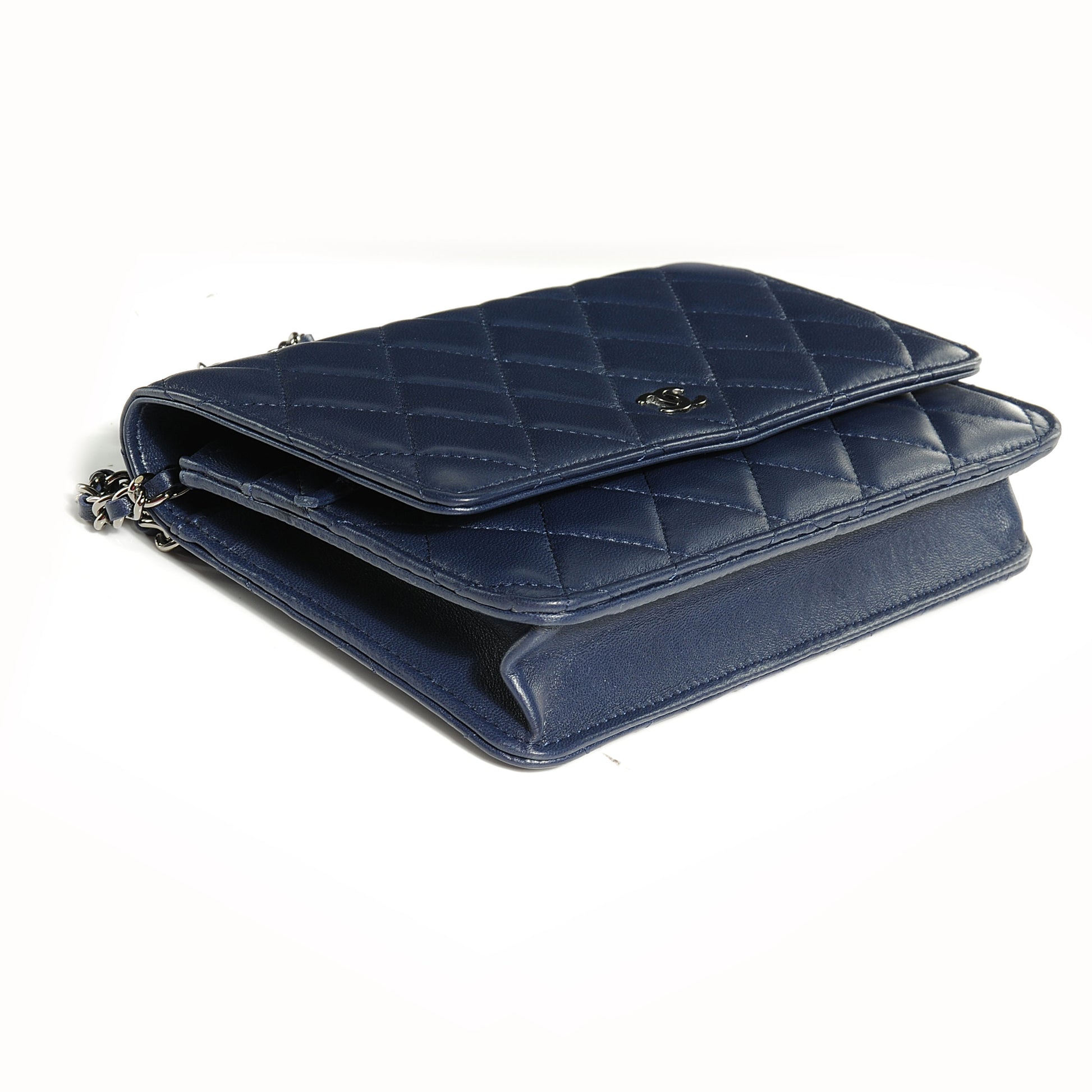 Chanel Lambskin Wallet On Chain WOC Navy 4 of 9
