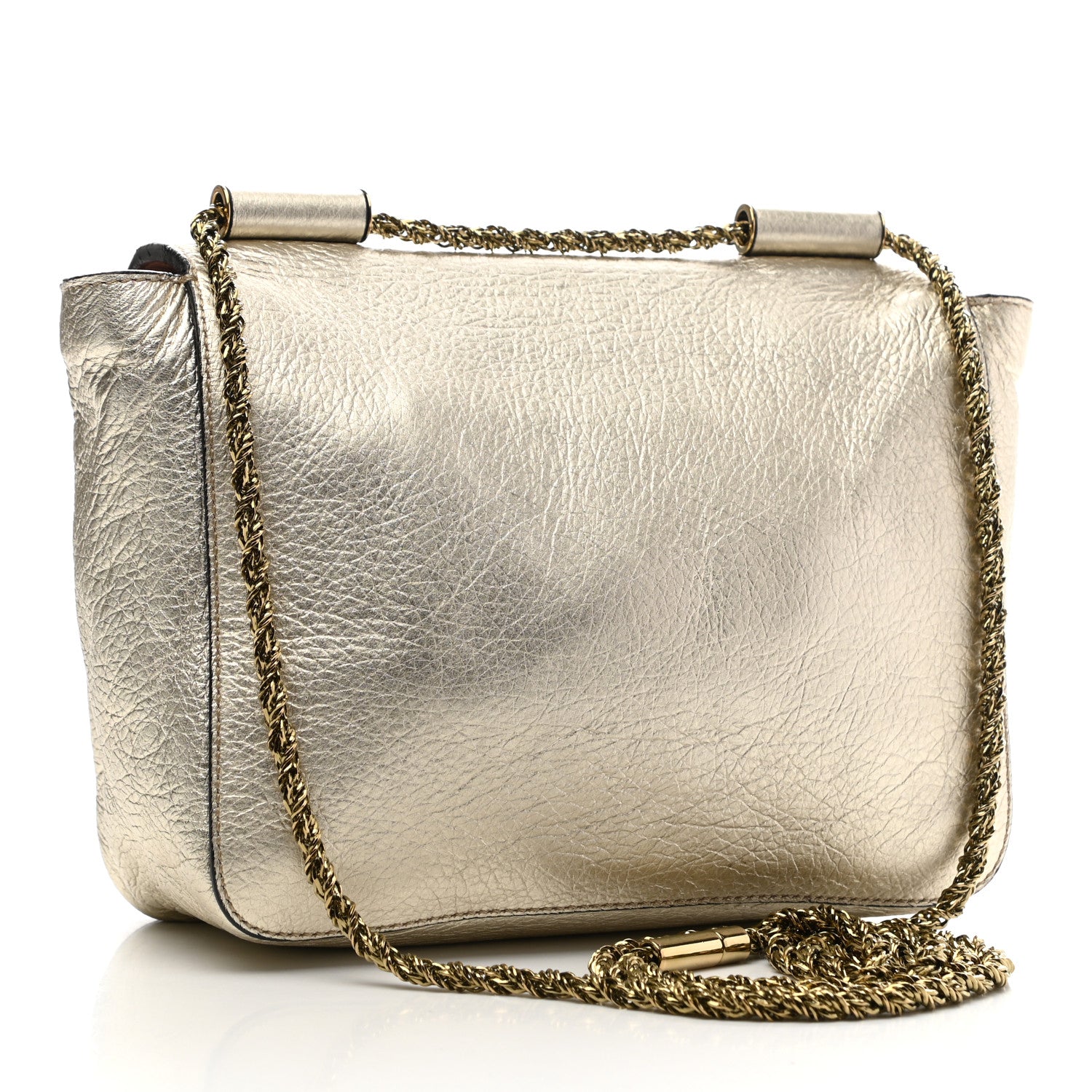 Chloe Metallic Grained Calfskin Small Elsie Shoulder Bag Light Gold 3 of 13