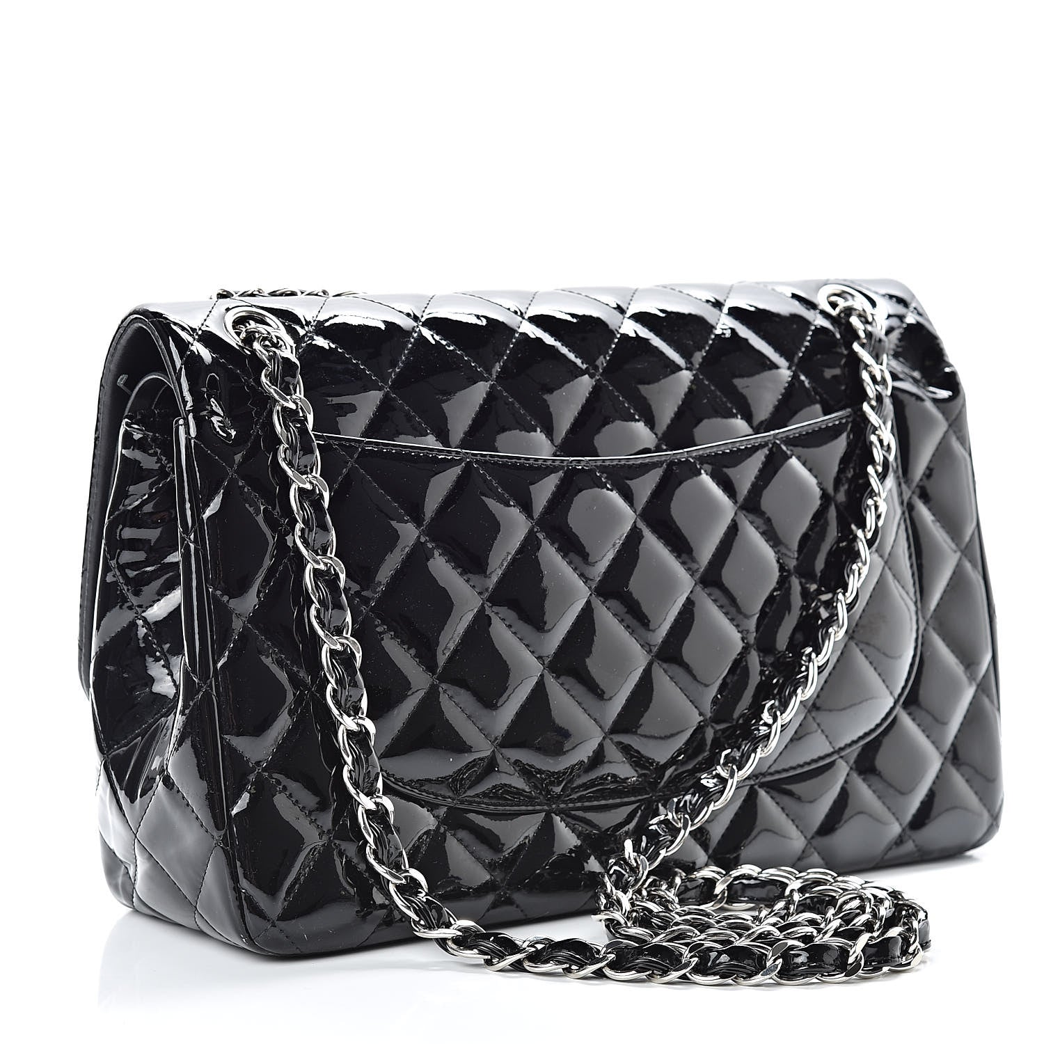 Chanel Patent Quilted Jumbo Double Flap Black 3 of 17