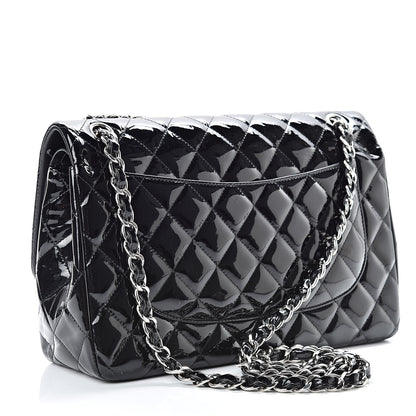 Chanel Patent Quilted Jumbo Double Flap Black 3 of 17