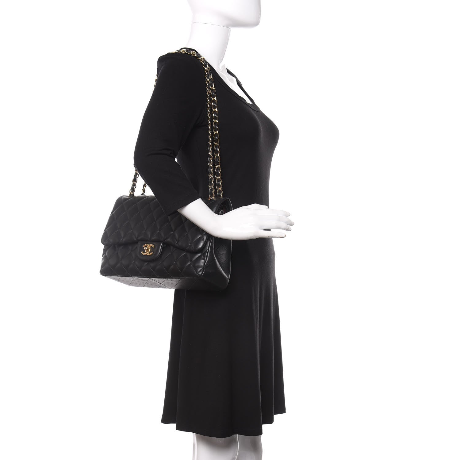 Chanel Lambskin Quilted Jumbo Double Flap Black 2 of 9