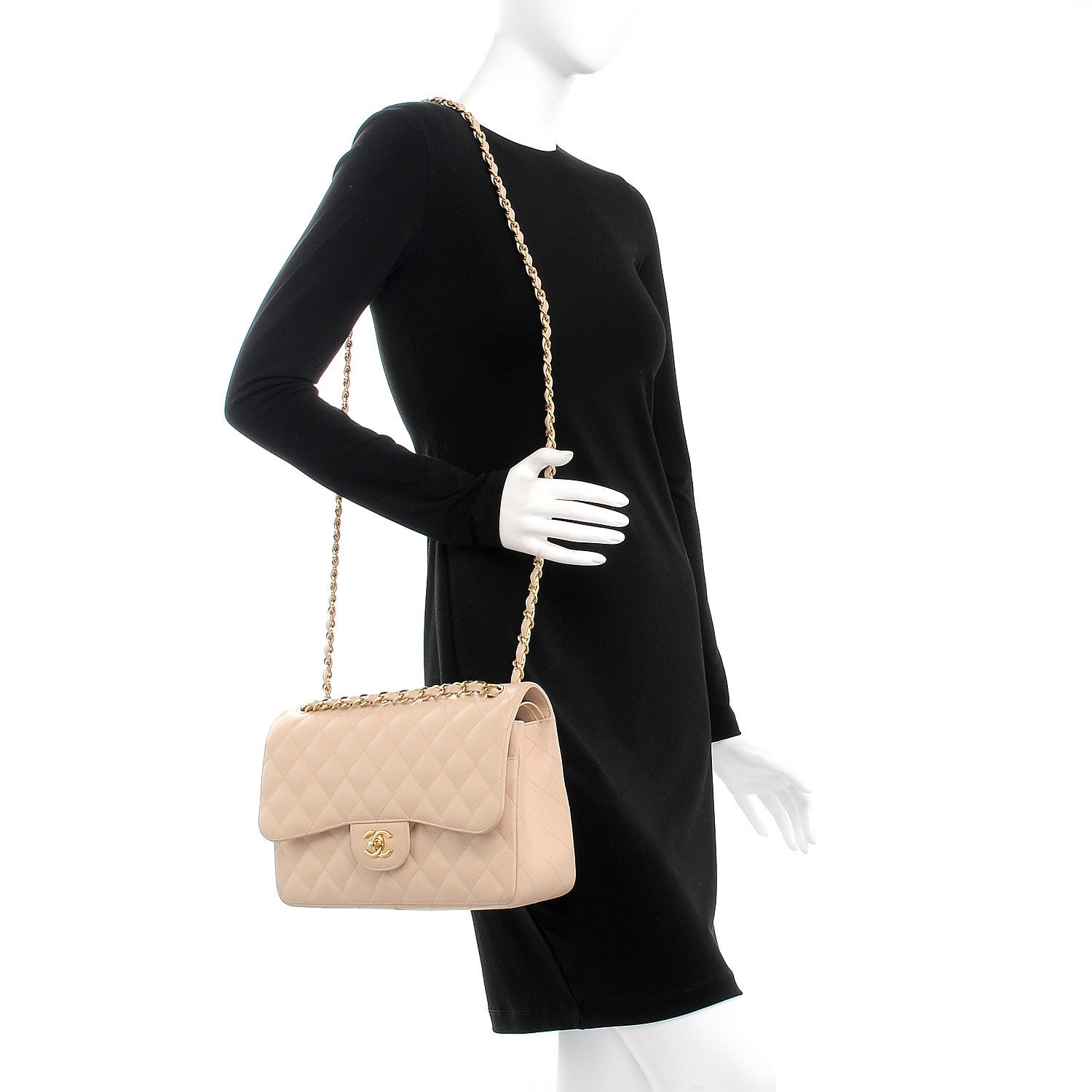 Chanel Caviar Quilted Jumbo Double Flap Beige Clair 2 of 10