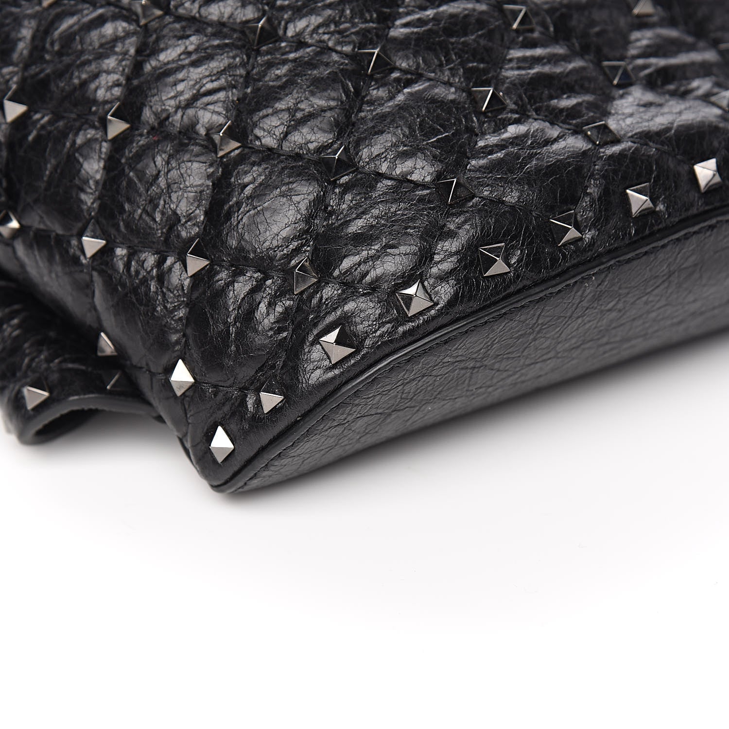 Valentino Garavani Craquele Nappa Rockstud Spike Belt Bag 85 Black 8 of 9