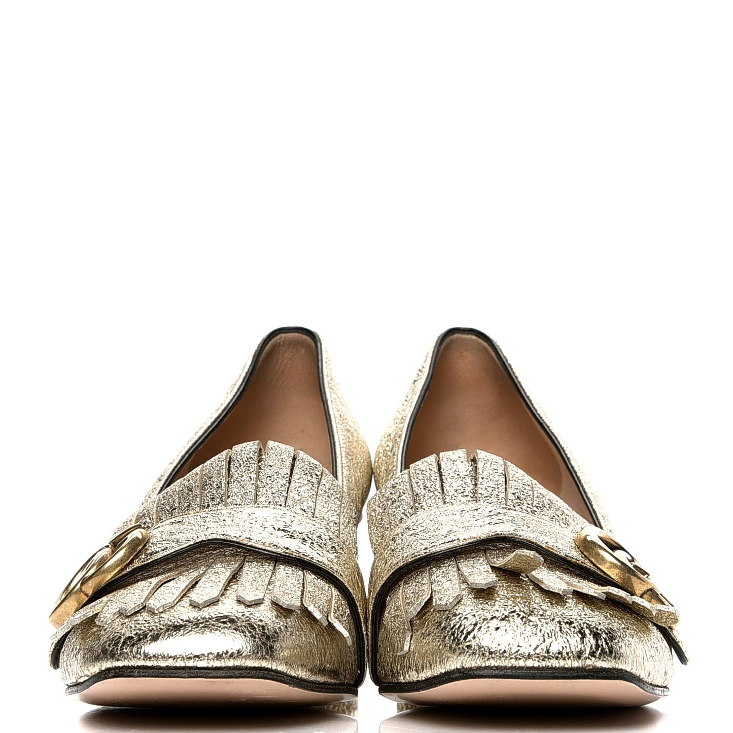 Galassia GG Marmont Fringe 50mm Loafer Pumps 39 Platino