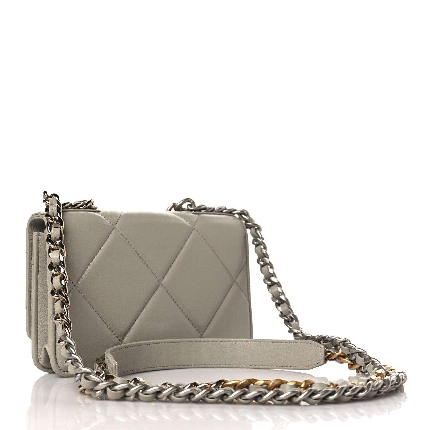 Chanel Lambskin Quilted Chanel 19 Wallet On Chain WOC Grey 3 of 11