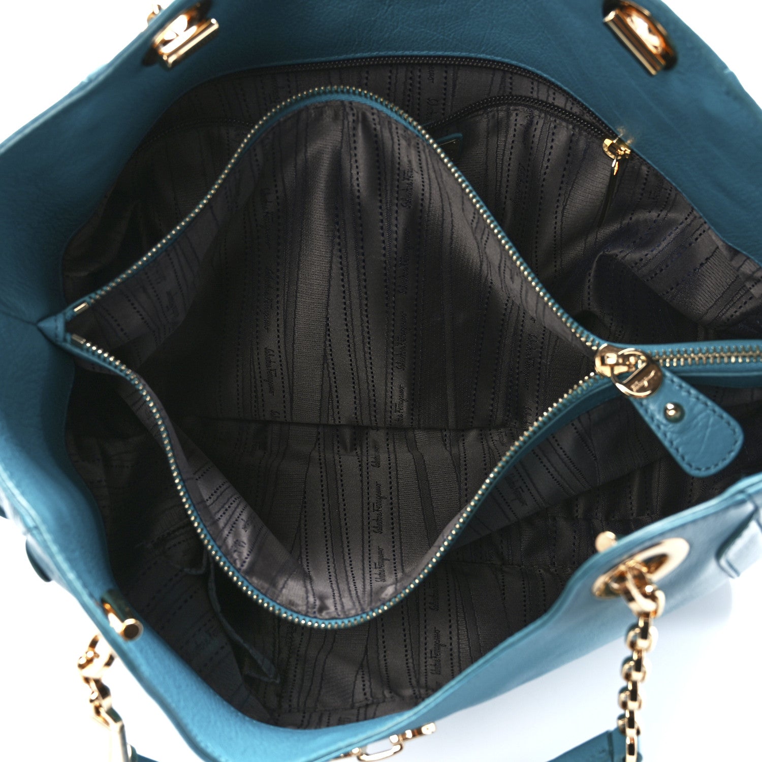Salvatore Ferragamo Buffalo Betulla Tote Teal 5 of 11