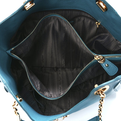 Salvatore Ferragamo Buffalo Betulla Tote Teal 5 of 11
