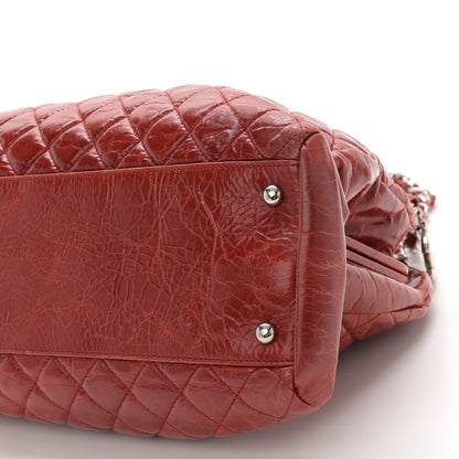 Chanel Glazed Calfskin Quilted Large Just Mademoiselle Bowling Bag Red 10 of 14