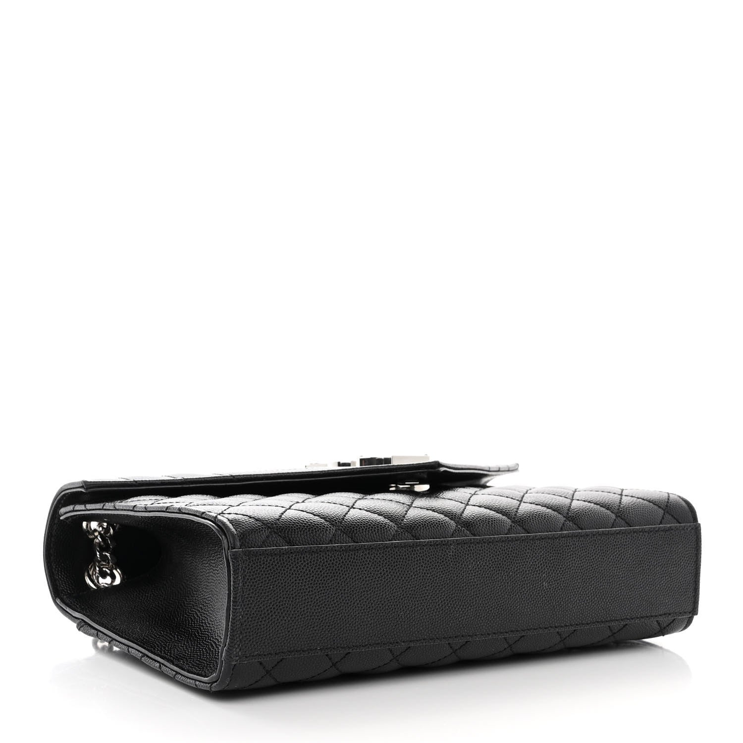 Saint Laurent Grain De Poudre Textured Mixed Matelasse Triquilt Medium Monogram Satchel Black 4 of 13