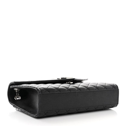 Saint Laurent Grain De Poudre Textured Mixed Matelasse Triquilt Medium Monogram Satchel Black 4 of 13
