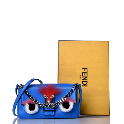 Fendi Nappa Rabbit Fox Fur Micro Buggie Baguette Blu Royal Tangerine 13 of 13