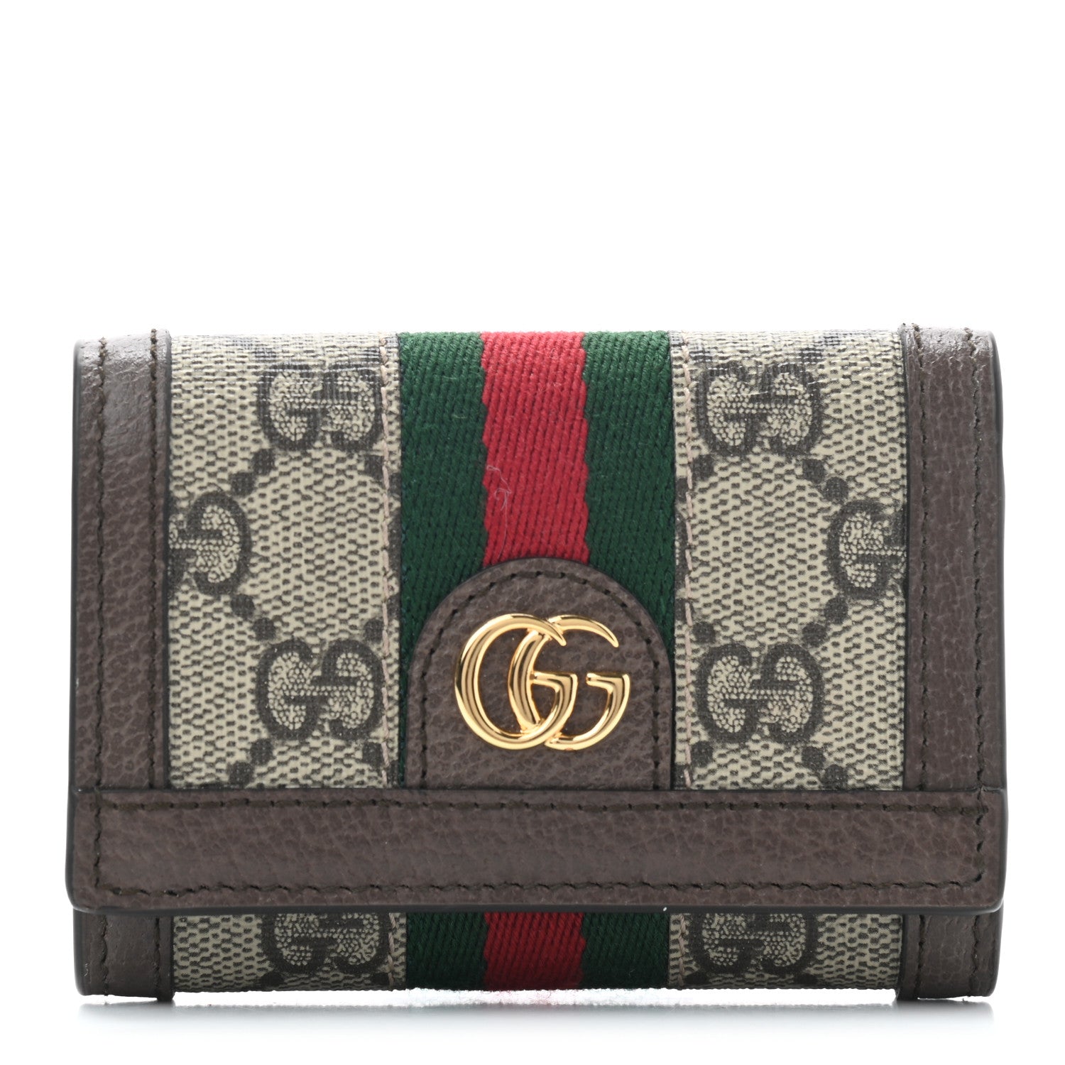 Gucci GG Supreme Monogram Web Ophidia Bi-Fold Wallet Beige New Acero 1 of 7