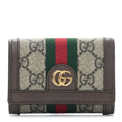 Gucci GG Supreme Monogram Web Ophidia Bi-Fold Wallet Beige New Acero 1 of 7