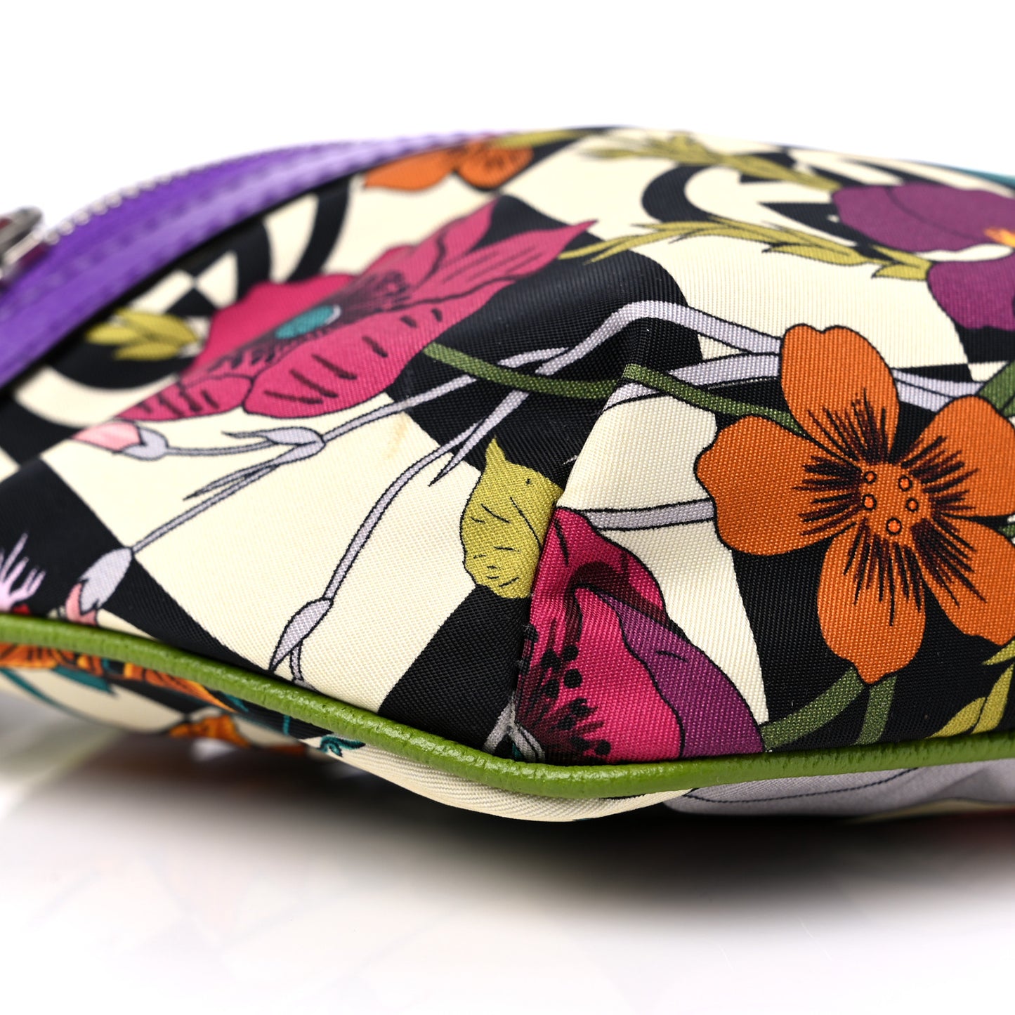 X THE NORTH FACE Econyl Nylon Textured Dollar Calfskin Floral Belt Bag Green Multicolor
