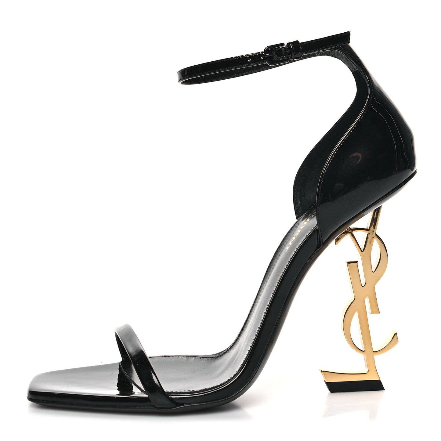 Patent Calfskin Opyum 110 Sandals 38.5 Black Gold