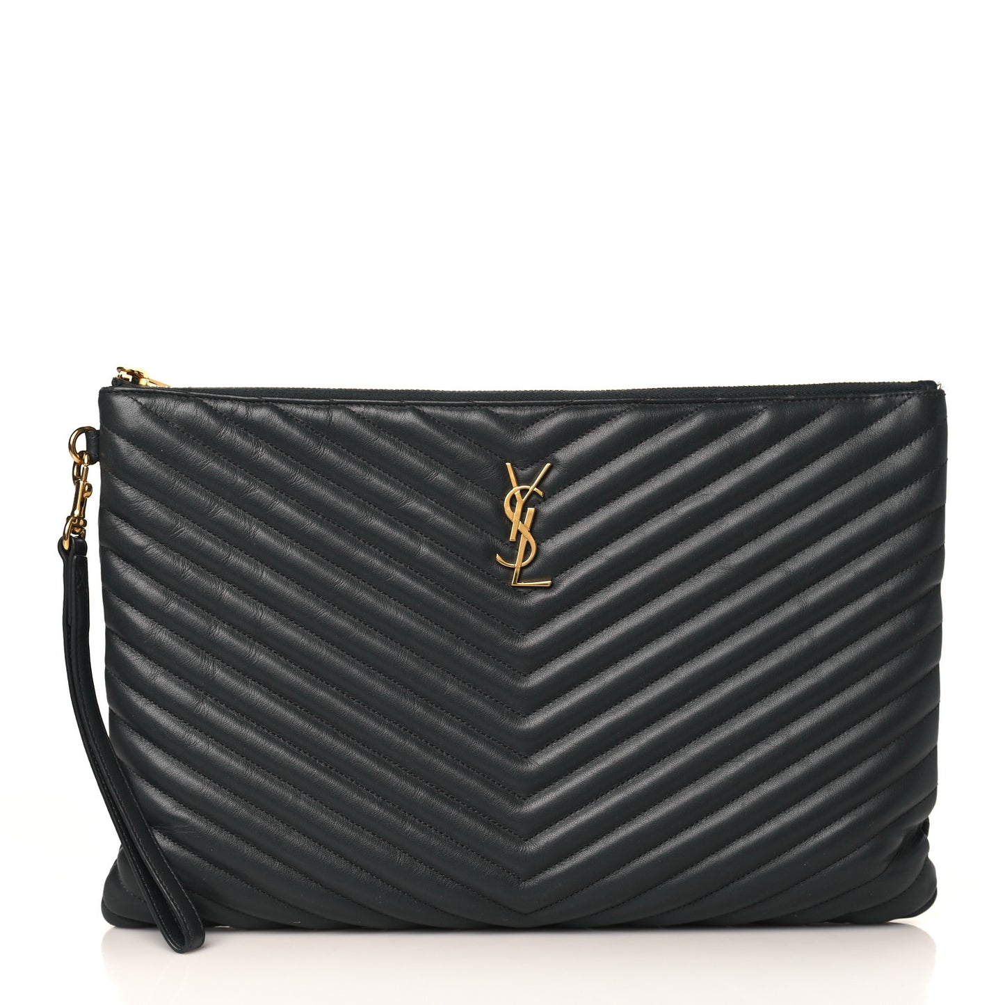 Calfskin Matelasse Chevron Cassandre Monogram Document Holder Coal