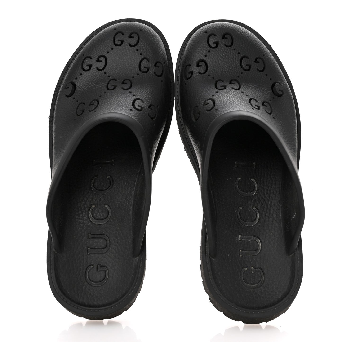Rubber GG Monogram Mens Sandals 11 Black