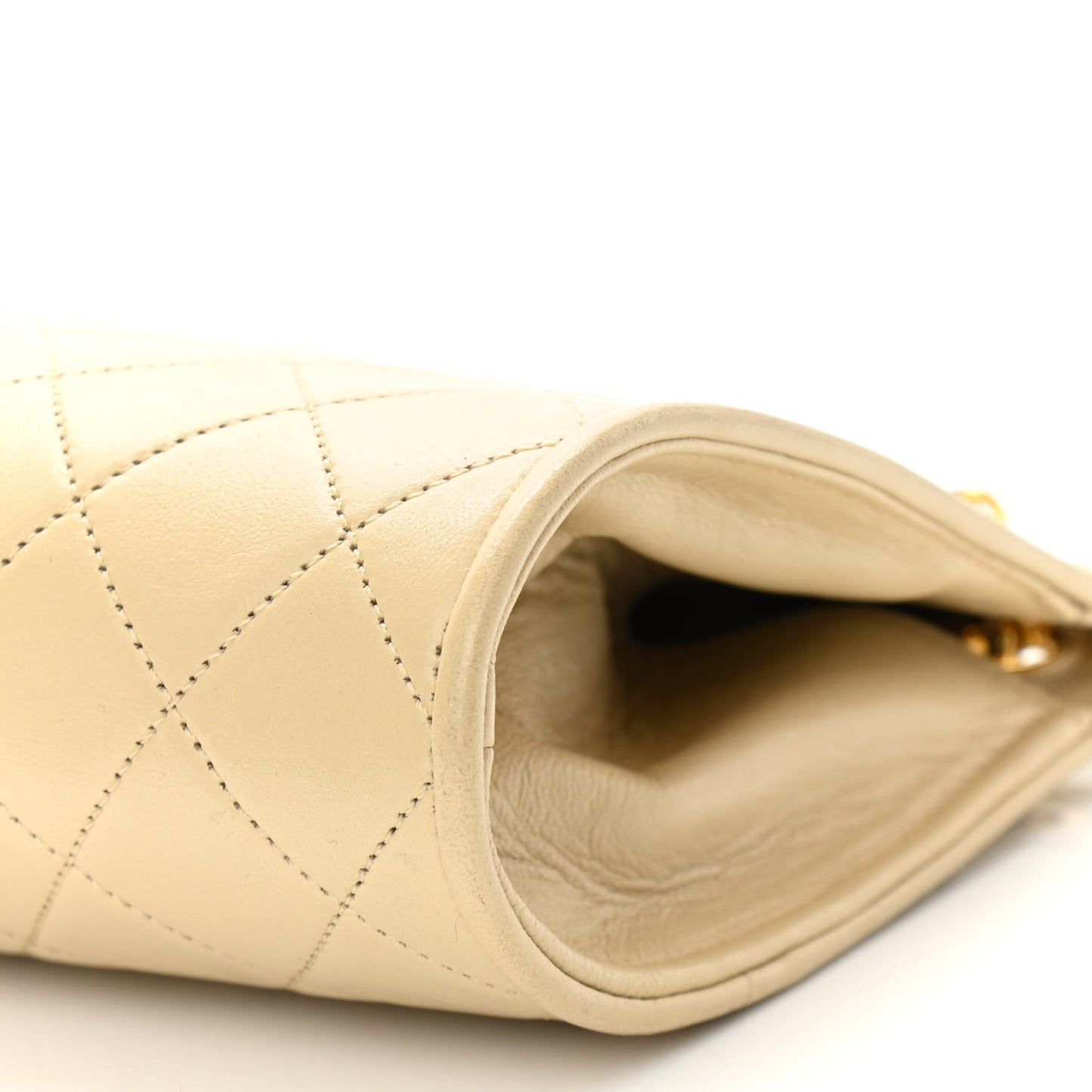 Calfskin Quilted Small Shoulder Bag Beige