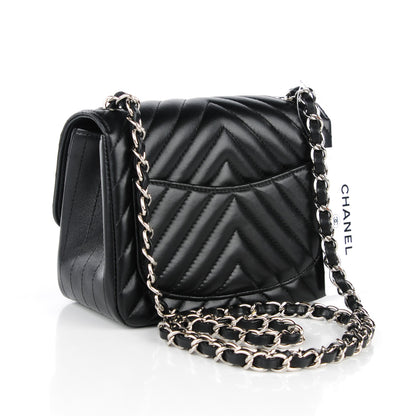 Chanel Lambskin Chevron Quilted Mini Square Flap Black 3 of 8