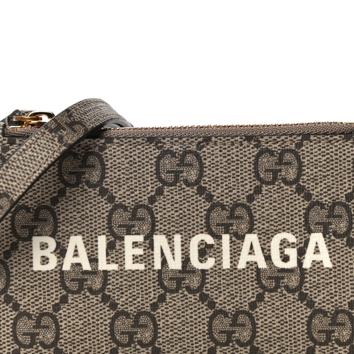 Gucci X BALENCIAGA GG Supreme Monogram Logo Card Case With Strap Beige Ebony 6 of 9