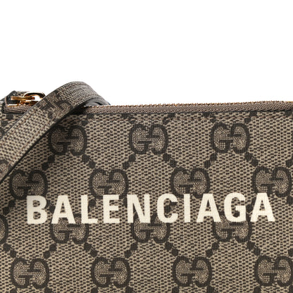 Gucci X BALENCIAGA GG Supreme Monogram Logo Card Case With Strap Beige Ebony 6 of 9