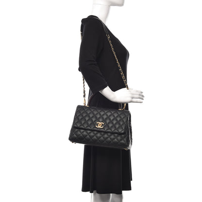 Chanel Caviar Lizard Embossed Quilted Small Coco Handle Flap Black 3 of 12