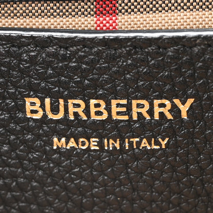 Burberry Coated Canvas Calfskin Vintage Check Medium Note Crossbody Bag Black 7 of 10