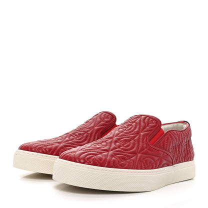 Gucci Nappa Web G Rhombus Quilted Mens Slip On Sneakers 7.5 Hibiscus Red Rosso 4 of 9