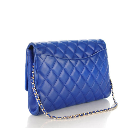 Chanel Lambskin Quilted Clutch With Chain Flap Blue 3 of 8