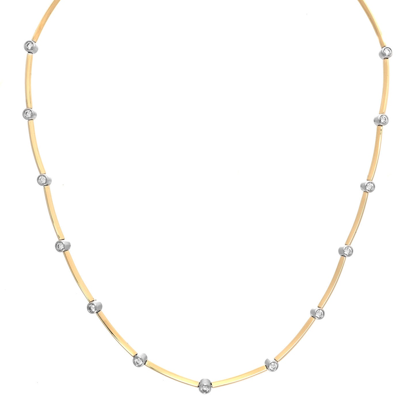 18K Yellow Gold Diamond Station Necklace