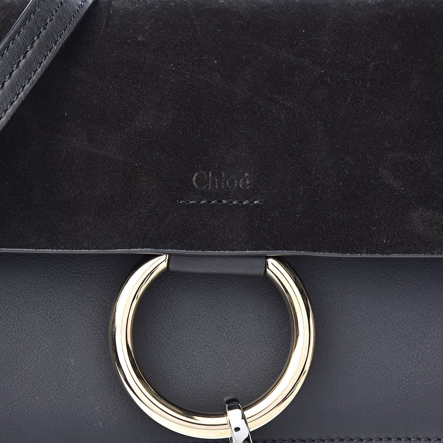 Chloe Suede Calfskin Small Faye Shoulder Bag Black 12 of 12