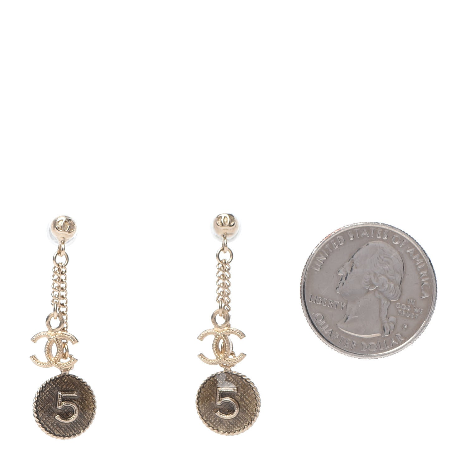 Chanel Enamel N°5 CC Drop Earrings Gold 2 of 3