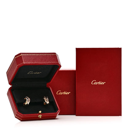 Cartier 18K Pink Yellow White Gold Classic Trinity Hoop Earrings 6 of 6