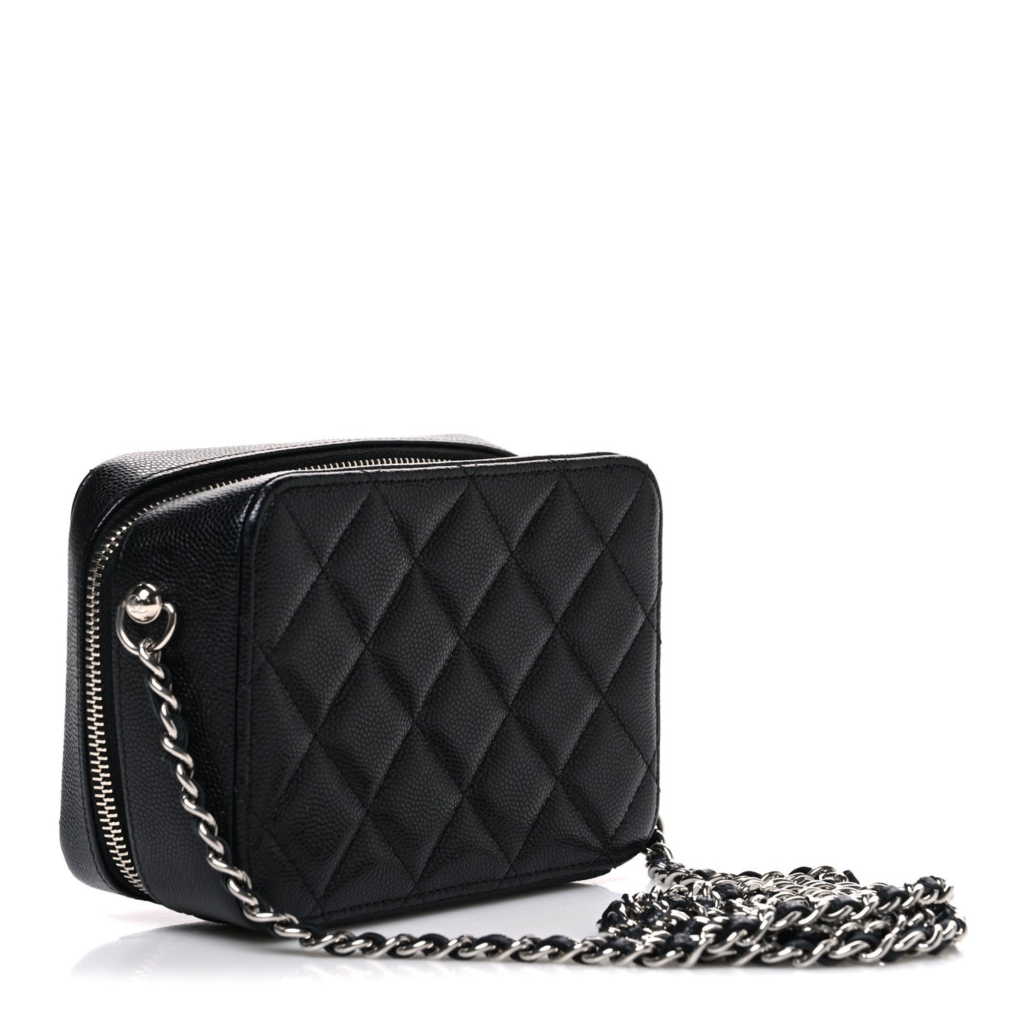 Caviar Quilted CC Vanity Case With Chain Black