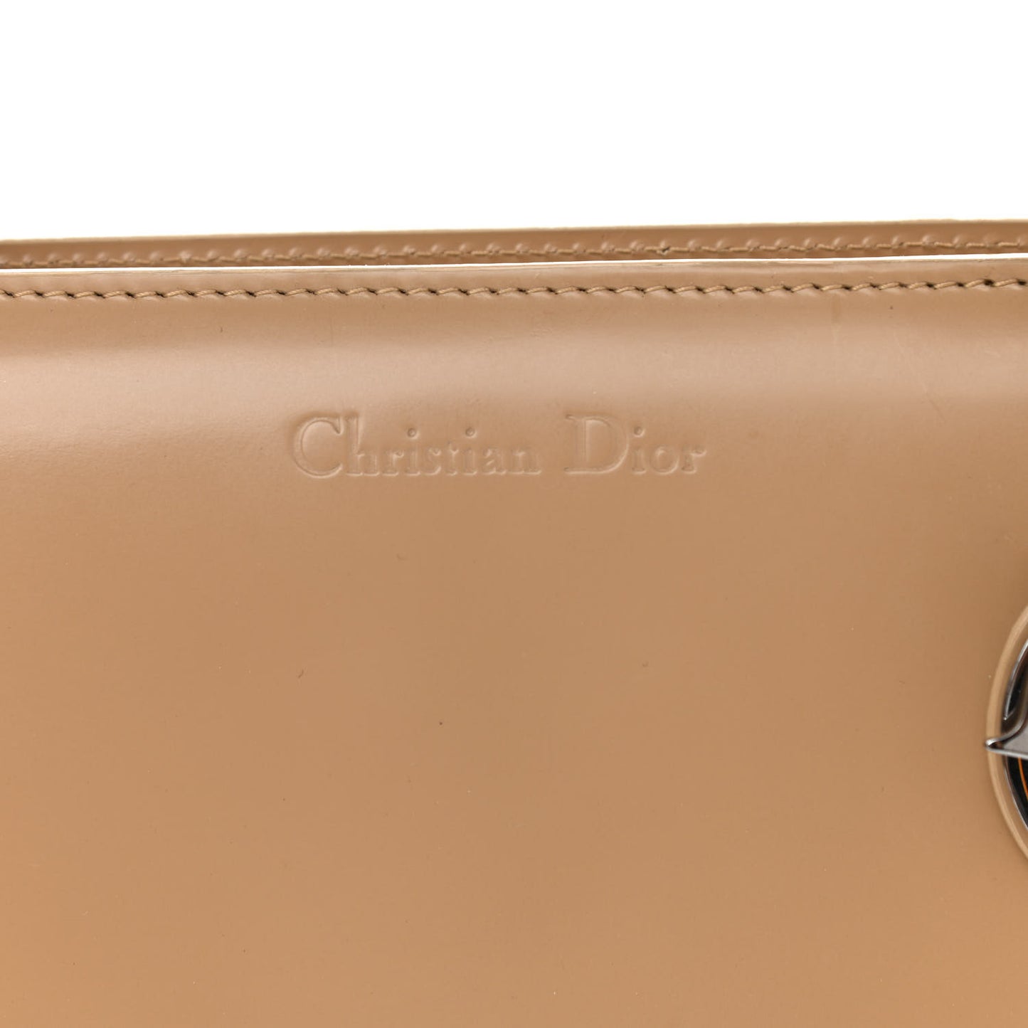Glazed Calfskin Nylon Lady Dior Tote Beige