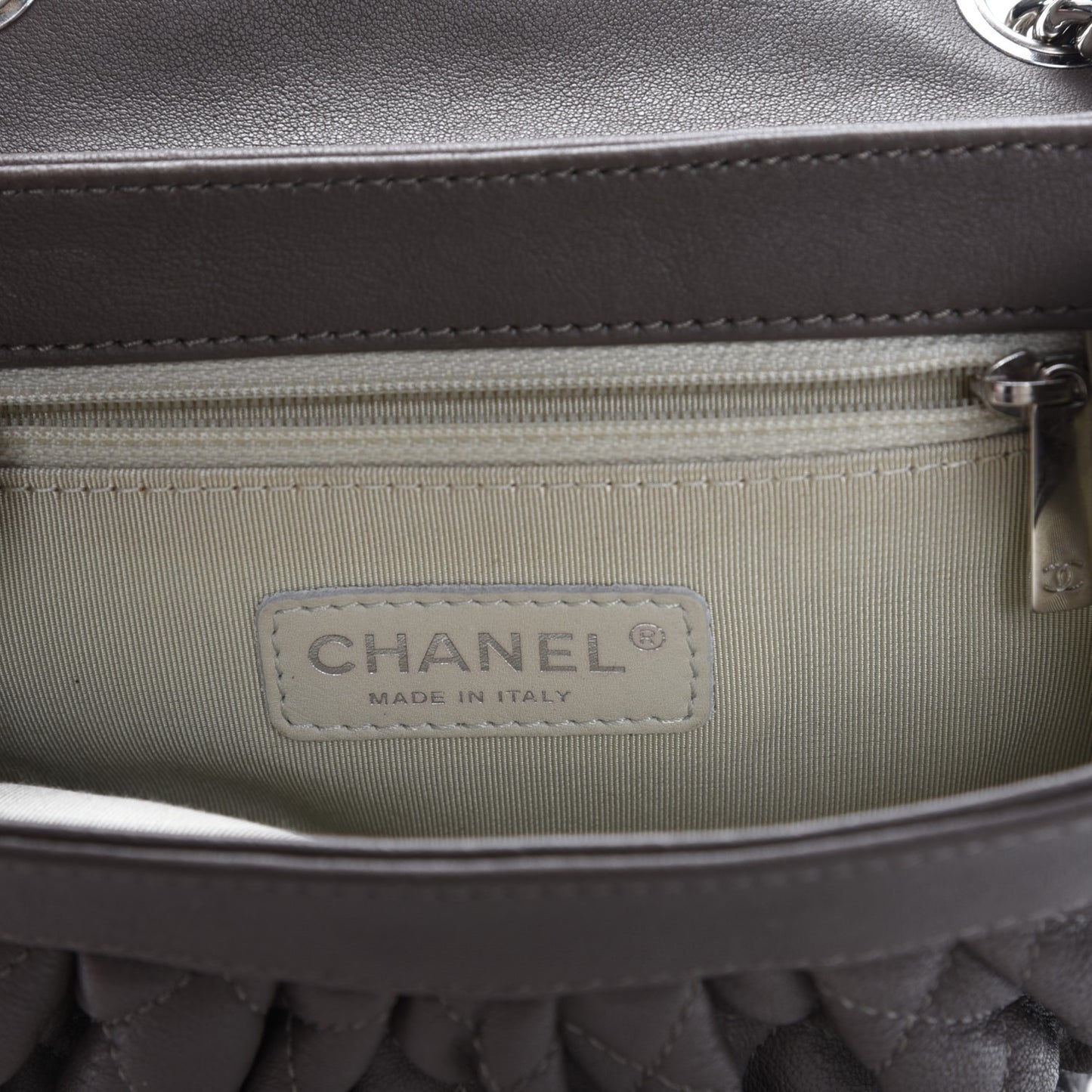 Washed Lambskin Quilted Mini Chain Around Flap Taupe