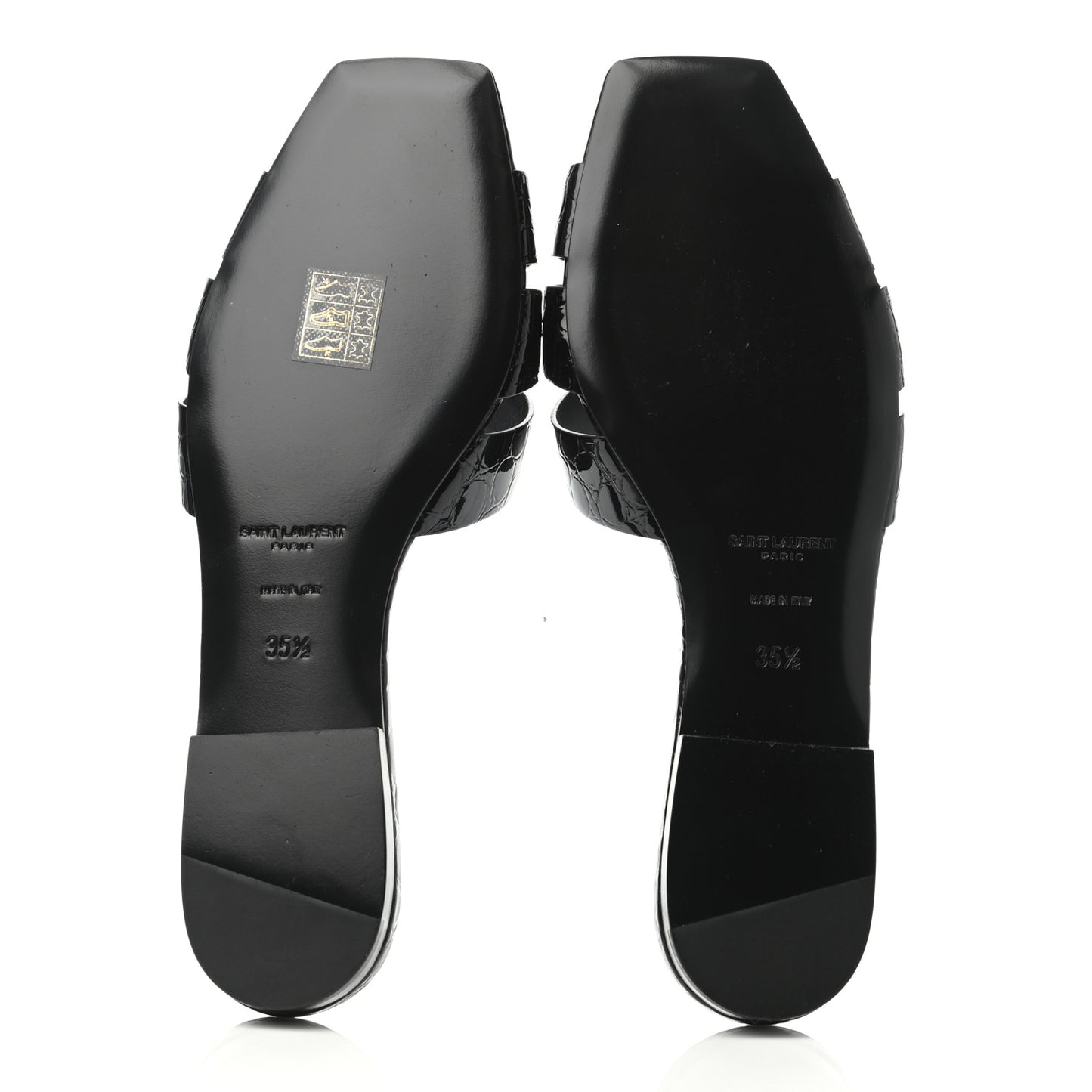 Patent Croc Embossed Nu Pied 05 Slide Sandals 35.5 Black