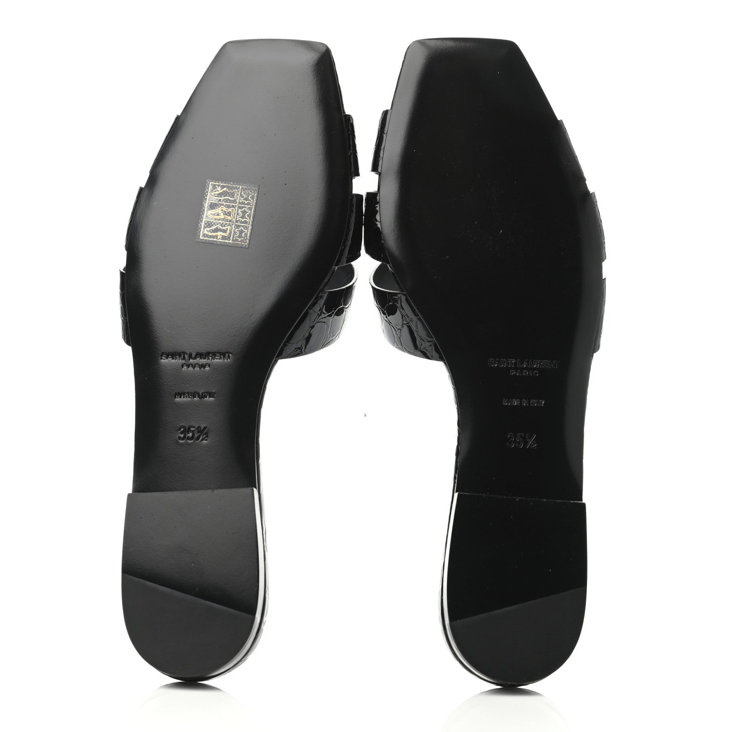 Saint Laurent Patent Croc Embossed Nu Pied 05 Slide Sandals 35.5 Black 4 of 4