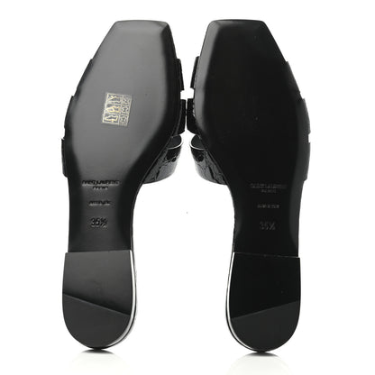 Saint Laurent Patent Croc Embossed Nu Pied 05 Slide Sandals 35.5 Black 4 of 4