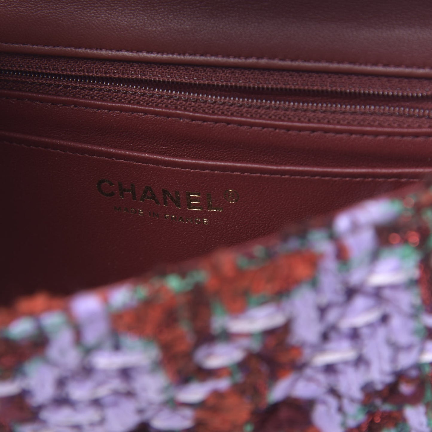 Tweed Quilted Mini Rectangular Flap Red Purple Green